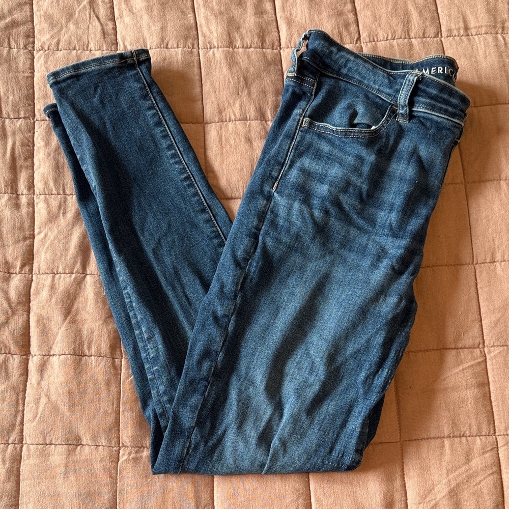 American Eagle Outfitters Women's Dark Blue Skinny Jeans